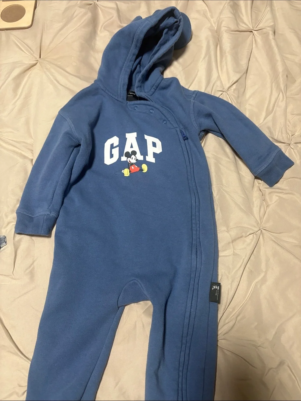 GAP Blue Hooded Mickey Mouse One-Piece Footie